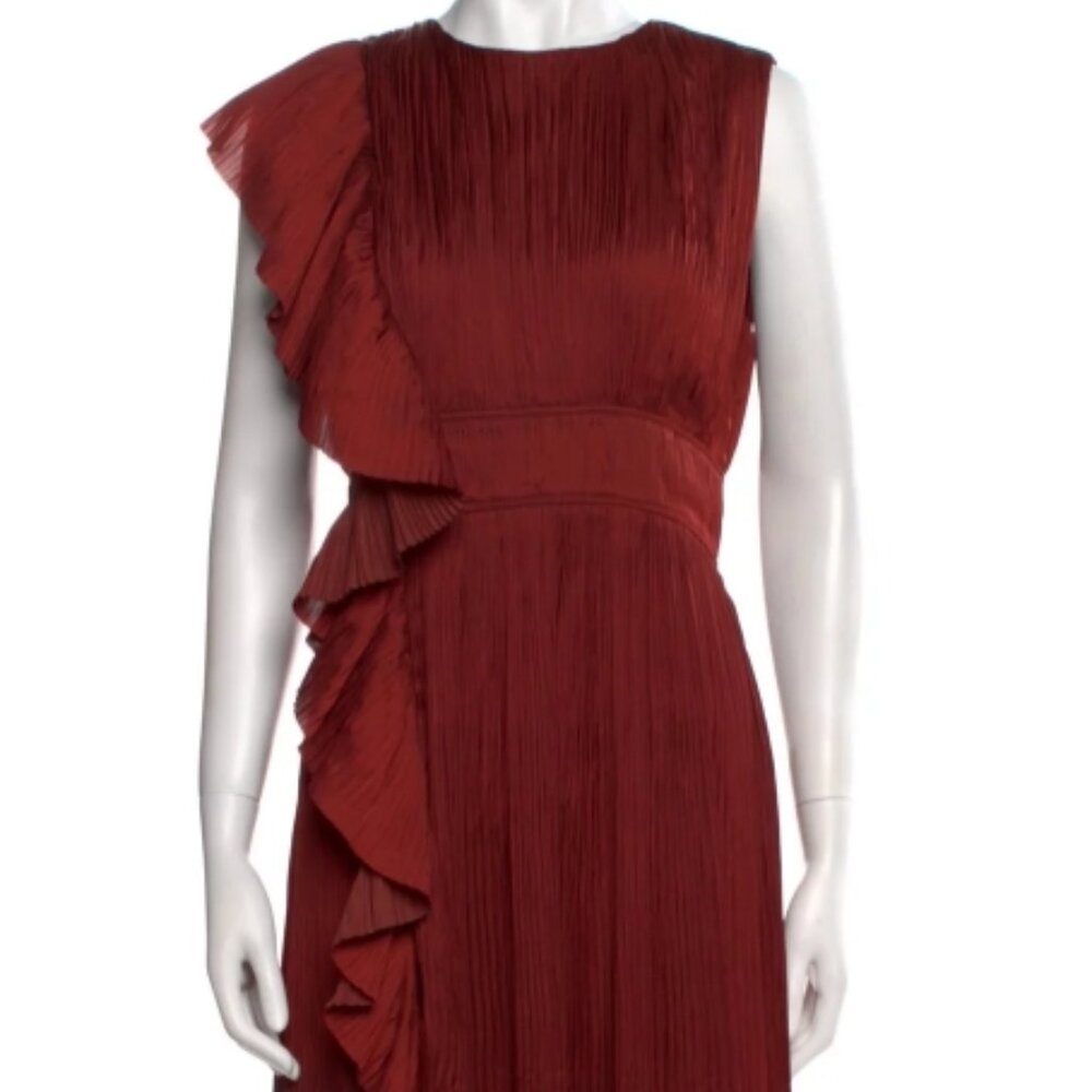 NWOT ULLA JOHNSON Luisa Plissé Satin Midi Dress in Claret M $720 - Picture 6 of 8